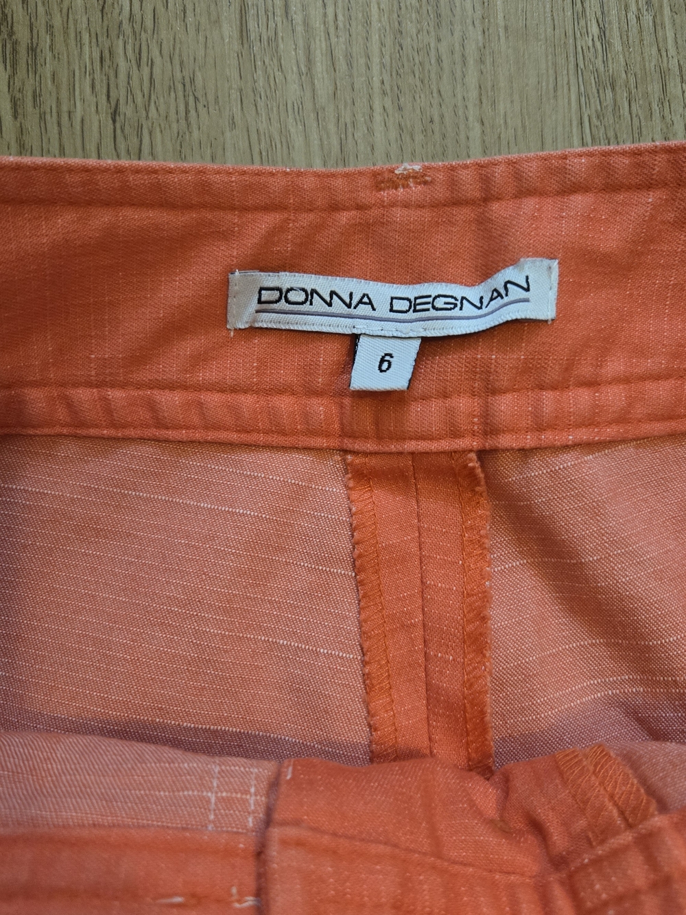 Cargo Capri 90's Mid-Rise Pants Vintage Coral Orange 4-Button Fly Size 6 - Picture 3 of 4